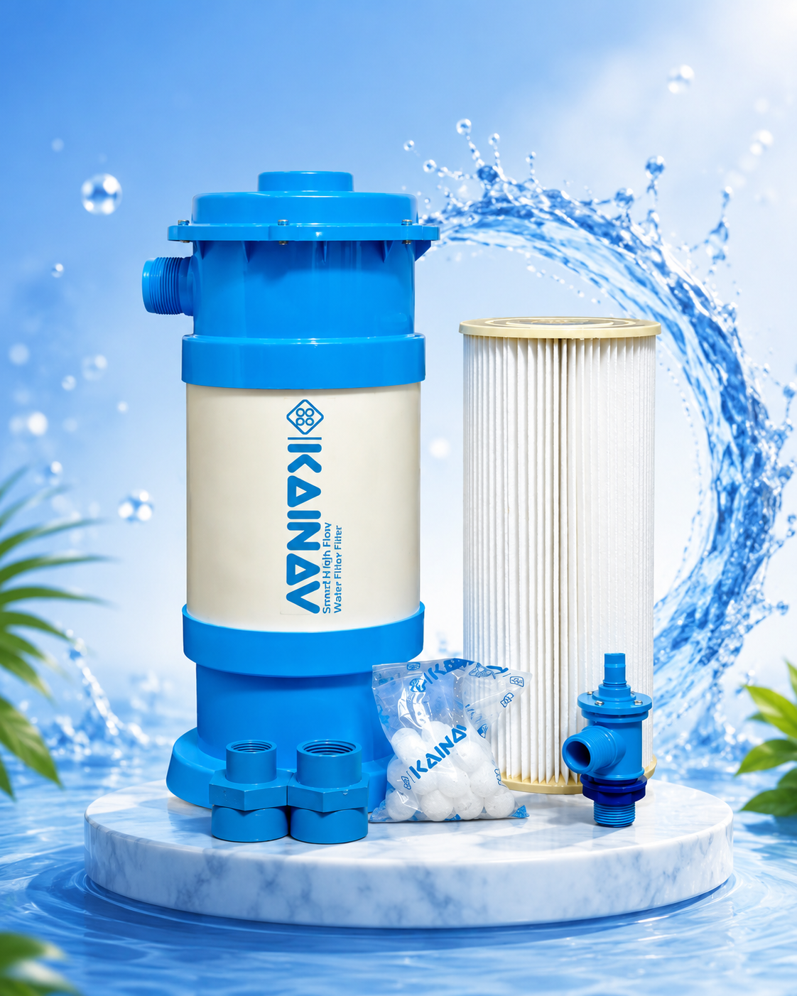 Kainav Smart High Flow Mini Whole House Water Filter for Hard Water | Dual Layer 5 Micron Cartridge (5 x 12 Inch)