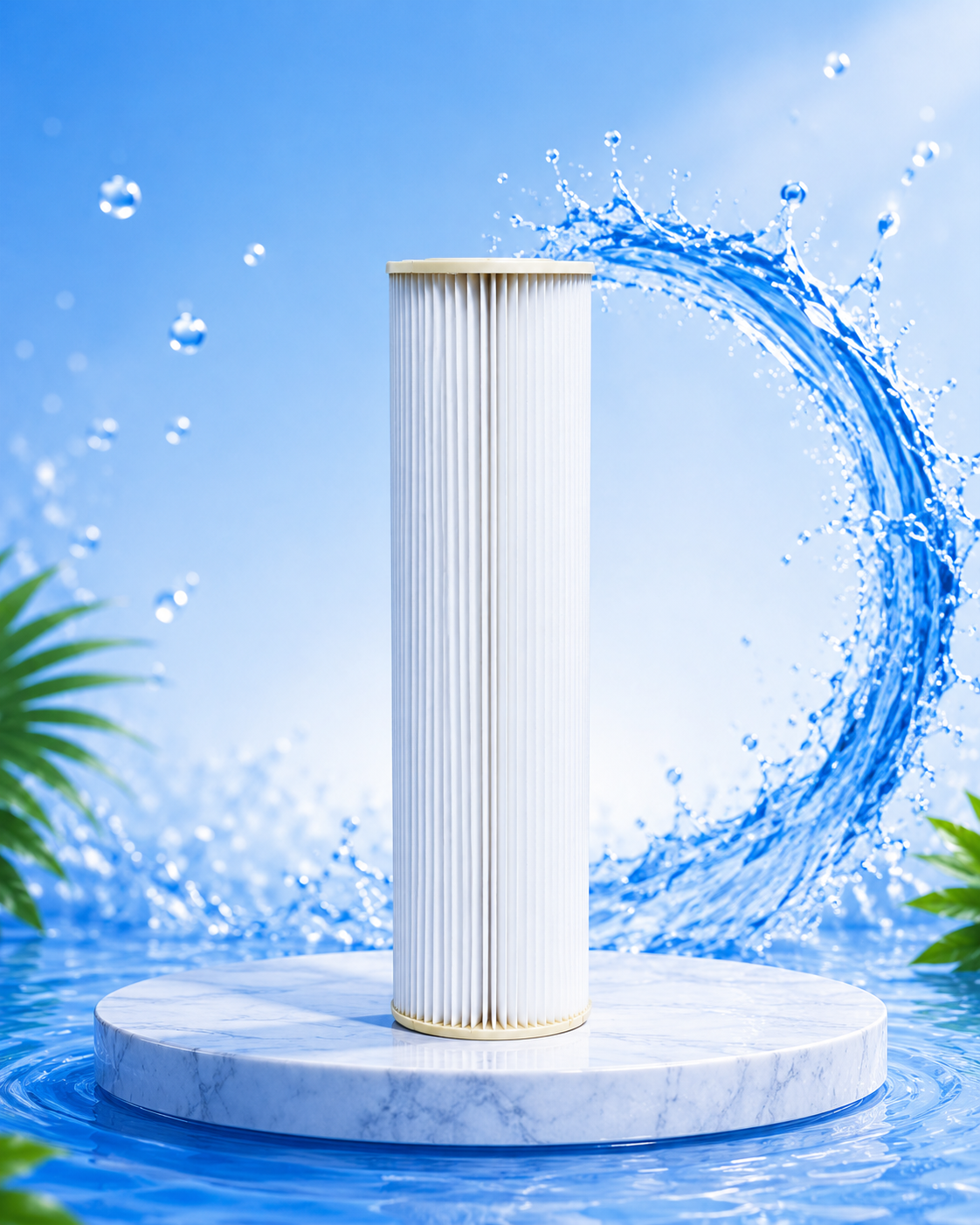 Smart High Flow Mini Cartridge, Dual Layer Pleated Filter, 5 Microns (5 x 12 Inch)